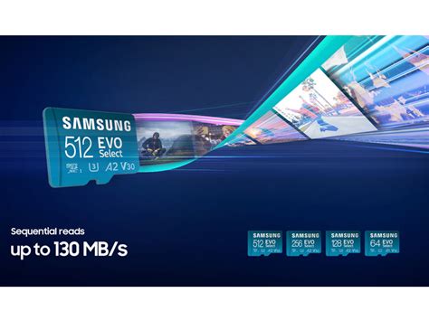 Samsung EVO Select 512GB microSDXC UHS-I U3 130MB/s Full HD and 4K UHD ...