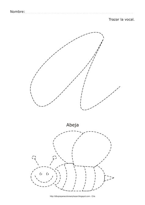 Dibujos Para Colorear Y Trazar Dibujo Para Trazar La Vocal A De Abeja