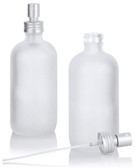 Oz Frosted Clear Glass Boston Round Bottle With Metal Aluminum Fine