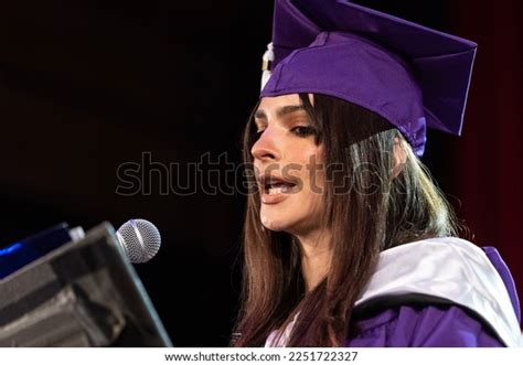 Emily Ratajkowski Delivers Commencement Address During Stock Photo