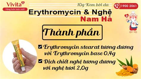 Kem Trị Mụn Erythromycin And Nghệ Nam Hà Tuýp Tuýp 10g Vivita