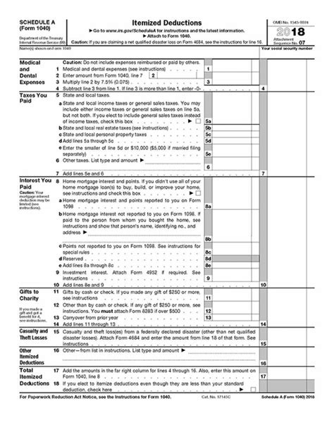 Form 1040 Schedule A 2022