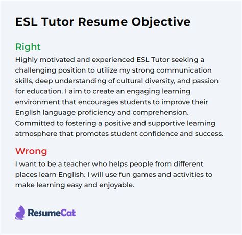 Top 16 ESL Tutor Resume Objective Examples ResumeCat