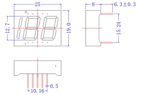 188 shape mini 2.5 digit led 7 segment display