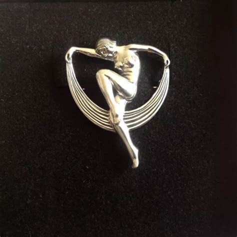 Sterling Silver Erotic Nude Dancing Girl Art Deco Scarf Dancer Pendant