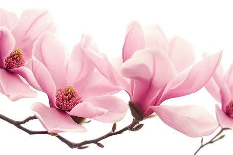 Premium Photo Pink Magnolia Flowers Isolated On White Background