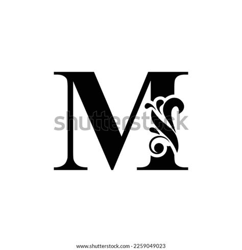 Letter M Black Flower Letters Vintage Stock Vector Royalty Free