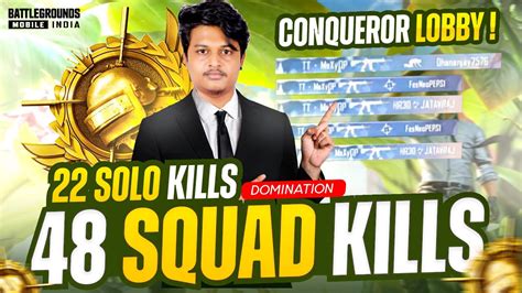 Team Kill And Solo Kill In Top Conqueror Lobby Maxy Bgmi