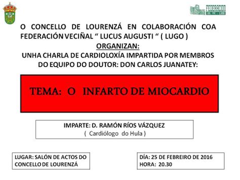 Lourenzá acollerá unha charla sobre o infarto de miocardio a cargo do