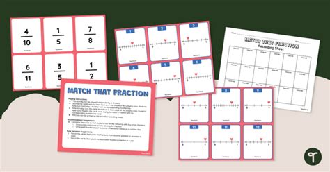 Match That Fraction Number Line Activity Teach Starter