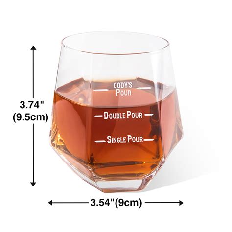 Personalized Diamond Shaped 10oz Pour Line Whiskey Glasses Birthday