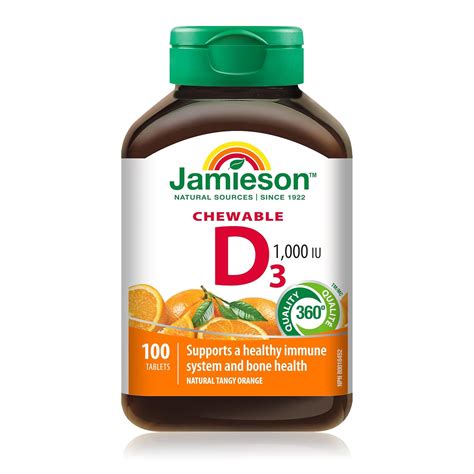 jamieson chewable vitamin   iu natural tangy orange  count