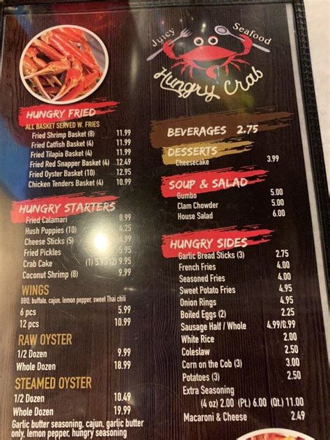 Menu At Hungry Crab Juicy Seafood And Bar Winter Haven Fl Winter Haven