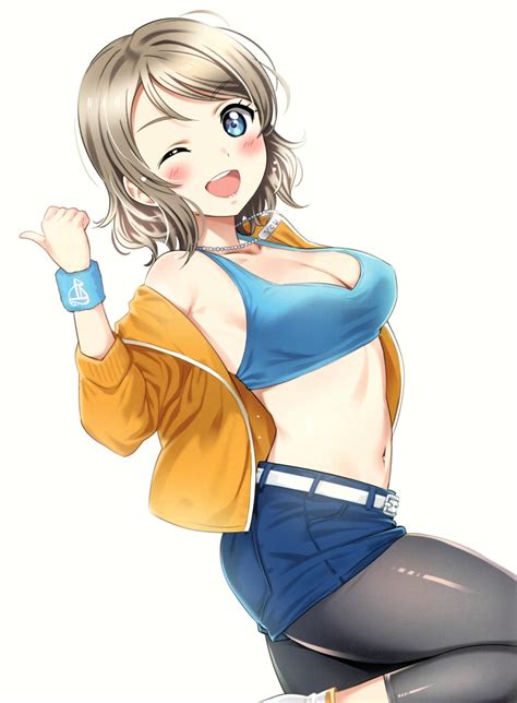 Agoitei Sankuro Love Live Sunshine Watanabe You Cleavage Open Shirt