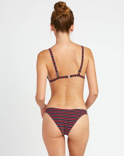 Red White RVCA Triangle Striped Bikini Top For Women RVCA