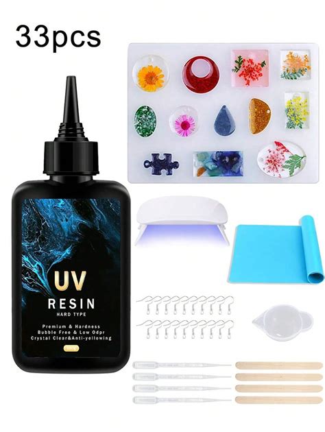 Kit de résine UV 400 g avec lampe Résine époxy durcie aux UV