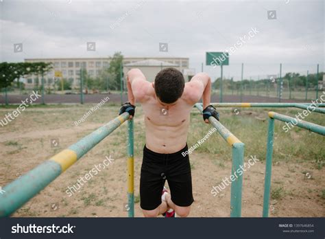 Male Athlete Naked Torso Training On Stock Photo Shutterstock