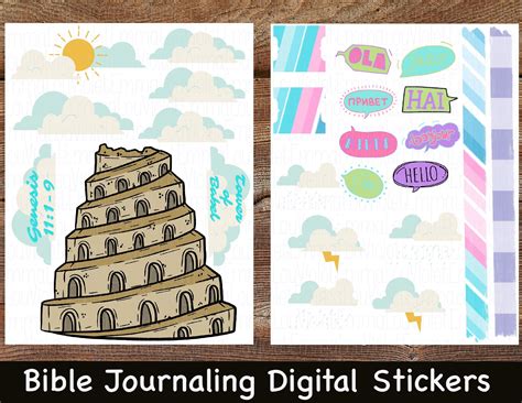 Tower Of Babel Bible Journaling Printable Stickers Instant Etsy