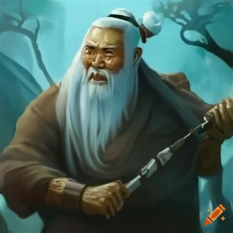 Fantasy Illustration Of An Old Asian Man In Traditional Attire On Craiyon