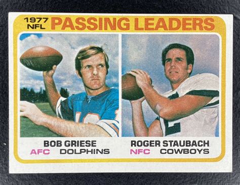 Mavin 1978 Topps Bob Griese Roger Staubach 1977 NFL Passing Leaders 331