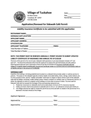 Fillable Online Application Renewal For Sidewalk Caf Permit Fax Email