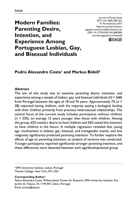 PDF Modern Families Parenting Desire Intention And Experience Among Portuguese Lesbian Gay