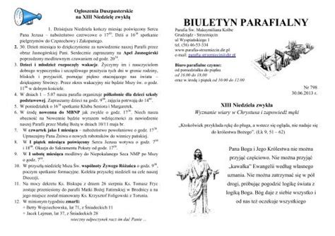 Biuletyn Parafialny Parafia Pod Wezwaniem W Maksymiliana