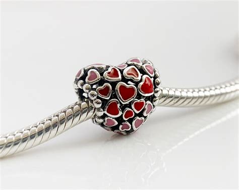 Authentic Pandora Charms Ale Sterling Silver Love Red Pink Enamel