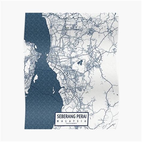 "Seberang Perai City Map of Malaysia - Coastal" Poster by deMAP | Redbubble