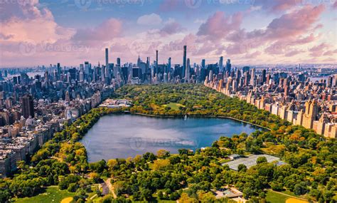 Central Park aerial view in Manhattan, New York. huge beautiful park is