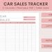 Car Sales Tracker Printable Vehicle Profit Log Car Salesman Sheet Sales