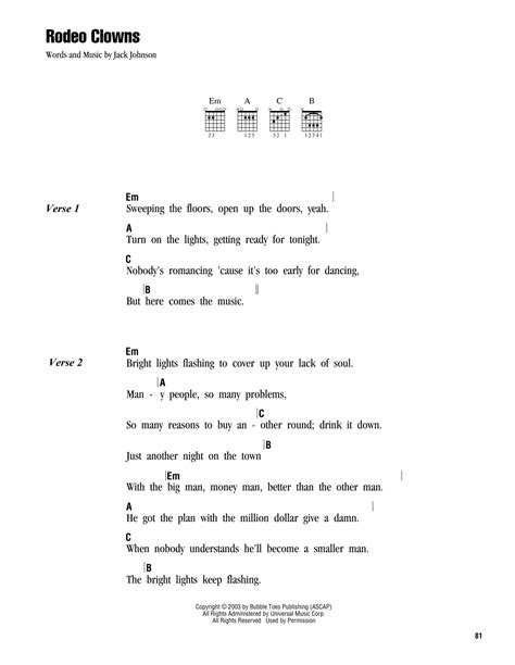 Rodeo Clowns by Jack Johnson - Guitar Chords/Lyrics - Guitar Instructor