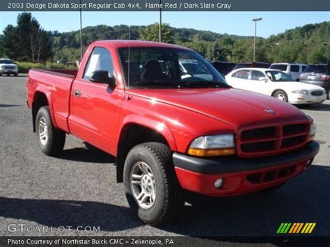 Flame Red 2003 Dodge Dakota Sport Regular Cab 4x4 Dark Slate Gray