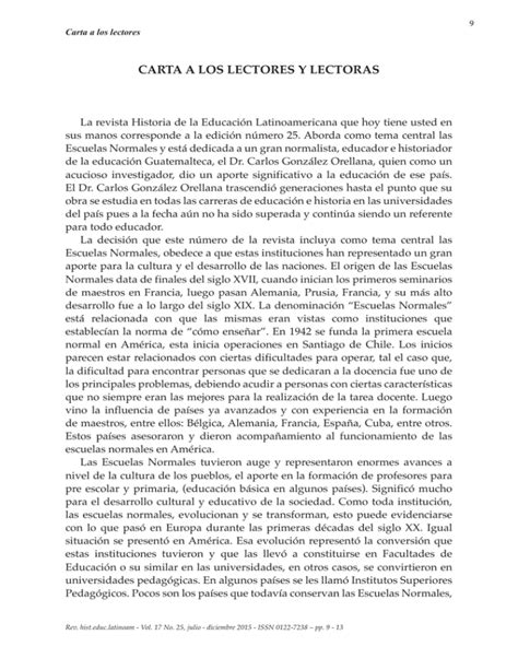 CARTA A LOS LECTORES Y LECTORAS