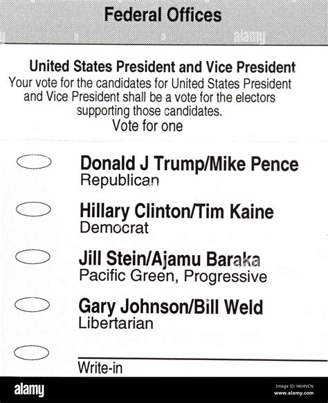 American Presidential Election Ballot Stock Photo Royalty Free