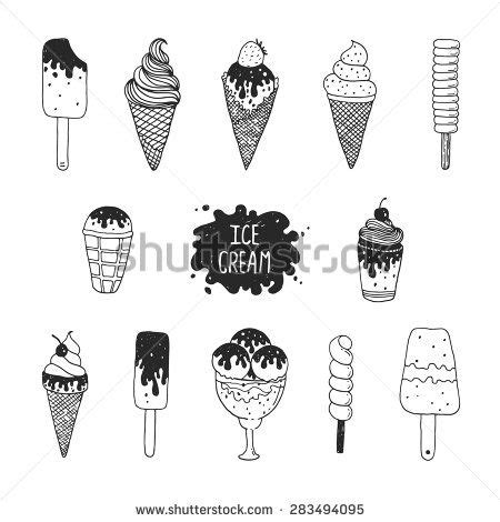 Vector Collection Of Hand Drawn Ice Cream Doodle Ice Cream Cone Scoop