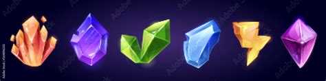 Magic Gem Stones Diamond And Jewel Crystals Game Icons Of Gemstones