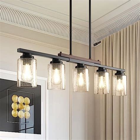 Amico 5 Light Kitchen Island Lighting Metal And Wood Chandeliers For