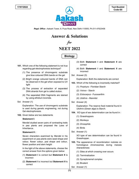 Neet Biology Question Paper With Solutions Th July Explore