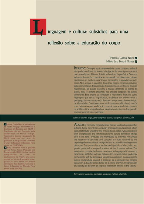 Pdf Linguagem E Cultura Subs Dios Para Uma Reflex O Sobre A Educa O