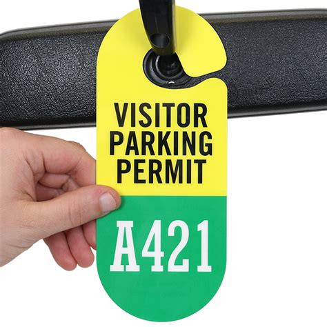 Visitor Parking Permit Hang Tag Sequentially Numbered Sku Pp 0176