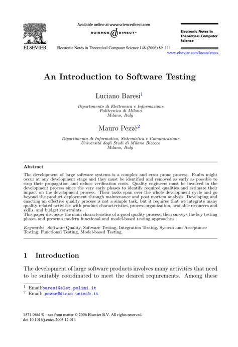 PDF An Introduction To Software Testing