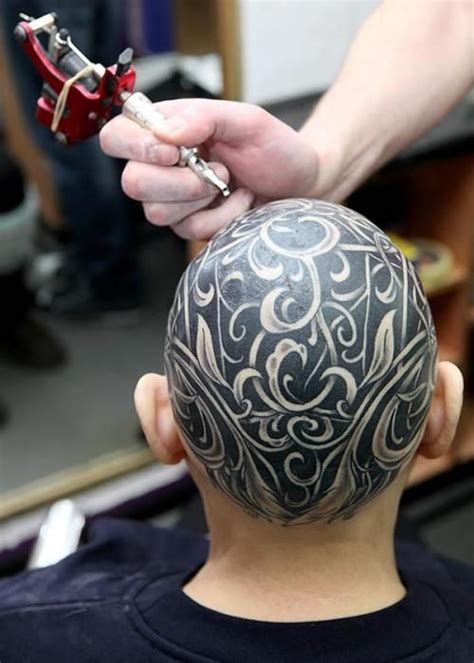 Resultado De Imagen De Tatuajes De Cabeza Scalp Tattoo Tattoos Bald