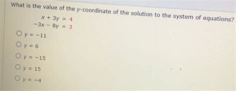 Solved What Is The Value Of The Y Coordinate Of The Solution To The