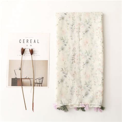Classic Shawl Tudung Nude Viscose Cotton Fashion Muslim Scarf Pastel Flower Summer Embroidery