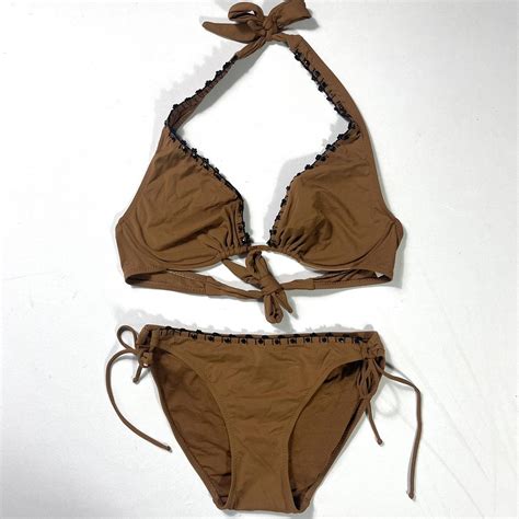 Dkny Y K Brown Bikini Size Petite Top Up To Depop