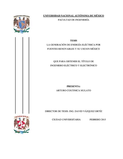 Tesis La Generaci N De Energ A El Ctrica Por Fuentes Renovables Y Su