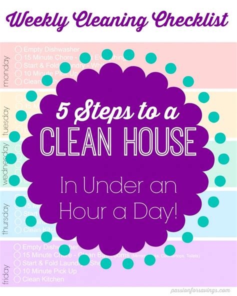 Weekly Cleaning Checklist Steps To A Clean House Cleaning Hacks