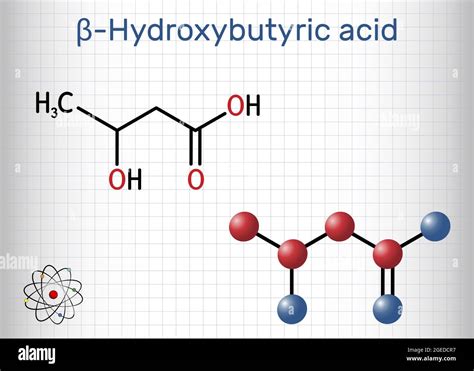 Beta-Hydroxybutyric acid, 3-hydroxybutyric acid molecule. It is beta ...