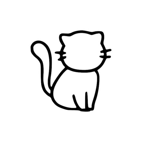 Dibujo Sencillo De Gato Vector Premium